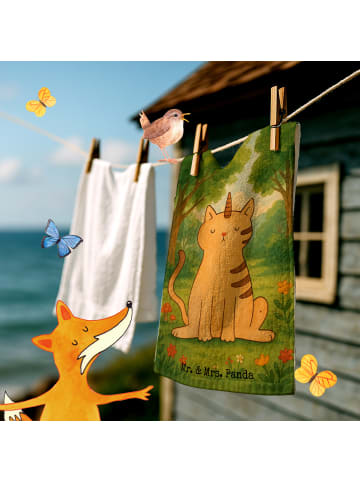 Mr. & Mrs. Panda Handtuch Einhorn Katze Design ohne Spruch in Weiß