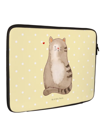 Mr. & Mrs. Panda Notebook Tasche Katze Sitzen ohne Spruch in Gelb Pastell