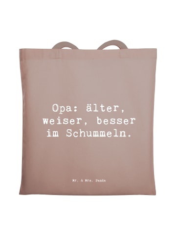 Mr. & Mrs. Panda Tragetasche Spruch Opa Weisheit mit Spruch in Braun Pastell