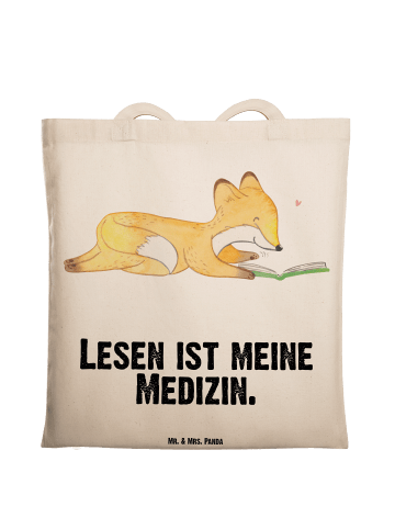 Mr. & Mrs. Panda Tragetasche Fuchs Lesen mit Spruch in Creme