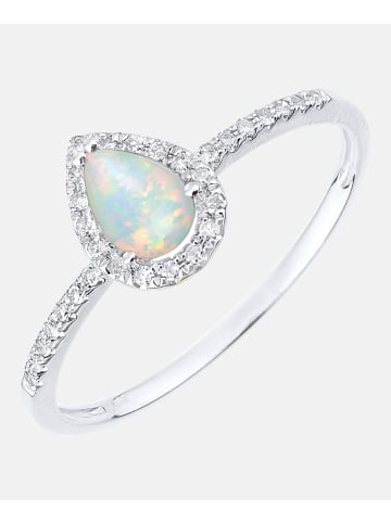 Diamant L'éternel Cluster-Ring aus 375 Weißgold mit Diamant mit Opal