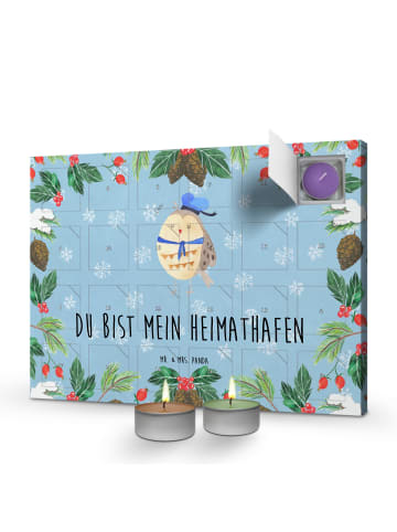 Mr. & Mrs. Panda Adventskalender Eule Matrose mit Spruch in Eisblau