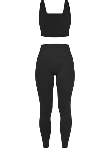 Circle Five Scrunch Shape Set (Push-Up Leggings und Medium Support Sport-BH) in Schwarz
