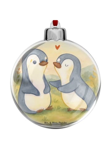 Mr. & Mrs. Panda Weihnachtsanhänger Pinguine trösten Design ohne... in Weiß