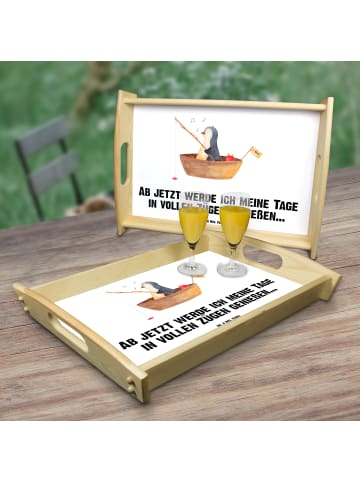Mr. & Mrs. Panda Tablett Pinguin Angelboot mit Spruch in Weiß