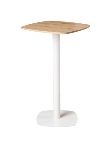 Beliani Stehtisch MORELLA in Weiß/Braun - (W) 60 x (H) 103 x (L) 60 cm