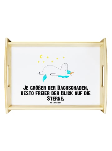 Mr. & Mrs. Panda Servier Tablett Einhorn Sternenhimmel mit Spruch in Weiß