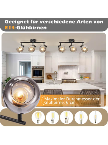 ZMH Deckenleuchte in Rauchgrau 3-flammige E14 Vintage Glas Deckenspot