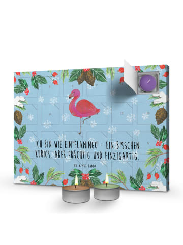 Mr. & Mrs. Panda adventskalender kerzen Flamingo Classic mit Spruch in Eisblau