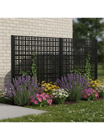 relaxdays Mülltonnenverkleidung "Square" in Schwarz - (B)240 x (H)120 x (T)4 cm