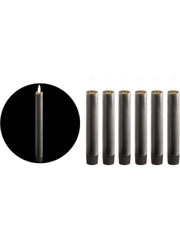 Novaliv Stabkerzen LED mit Timer GRAU 8 Stück Indoor 6 Stunden ECHTWACHS 15cm in Grau