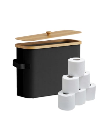 relaxdays Toilettenpapier Aufbewahrung in Schwarz - (B)45 x (H)33 x (T)16 cm
