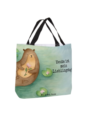 Mr. & Mrs. Panda Tasche Otter Seerose Design mit Spruch in Weiß