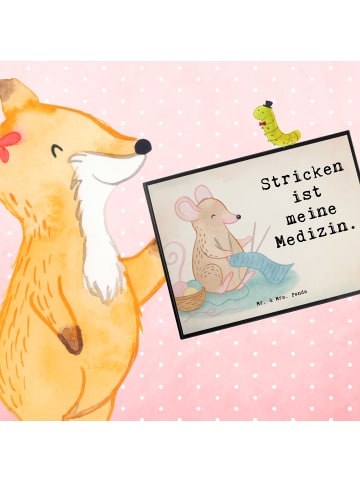 Mr. & Mrs. Panda arbeitsunterlage Maus Stricken Design mit Spruch in Weiß