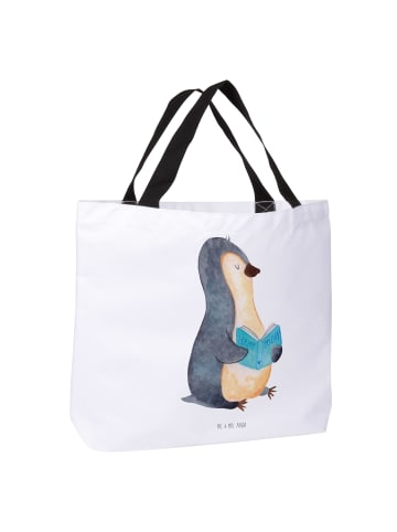 Mr. & Mrs. Panda Strandtasche Pinguin Buch ohne Spruch in Weiß