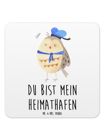 Mr. & Mrs. Panda Untersetzer Eule Matrose mit Spruch in Weiß