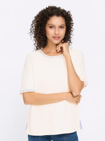 Heine Kurzarmpullover in weiß-hellblau