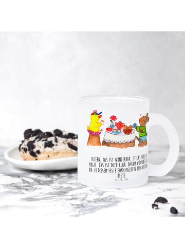 Mr. & Mrs. Panda Teeglas Ostern Frühstück mit Spruch in Transparent
