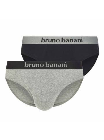 Bruno Banani Slip 2er Pack in Schwarz/Grau