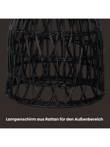 STAR Trading Star Lampenschirm Knute Outdoor 33 cm – Schwarzer Rattan Look, IP44, f