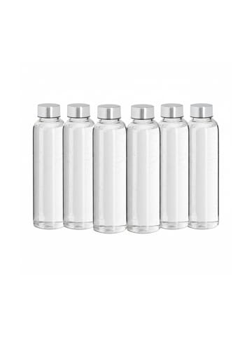 relaxdays 6x Trinkflasche in Transparent/Schwarz - 500 ml