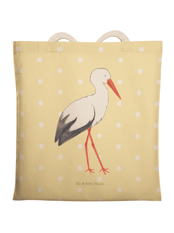 Mr. & Mrs. Panda shopping bag Storch ohne Spruch in Gelb Pastell