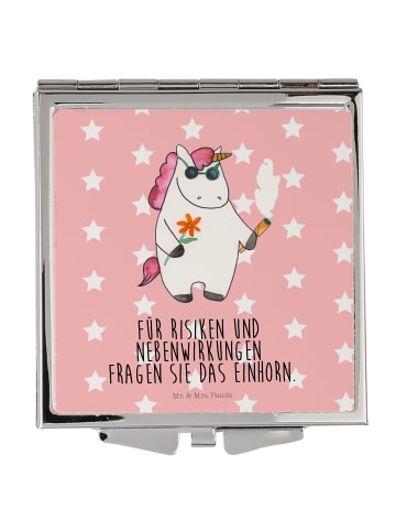 Mr. & Mrs. Panda Handspiegel Einhorn Woodstock mit Spruch in Rot Pastell