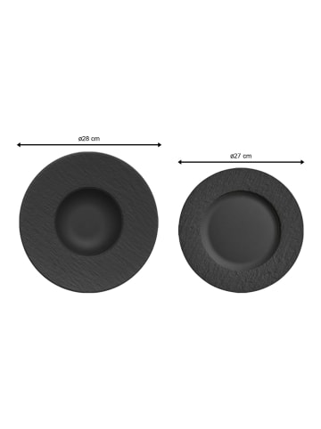 Villeroy & Boch 4-tlg. Teller-Set Manufacture Rock in Schwarz – in schwarz