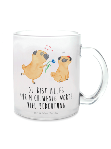 Mr. & Mrs. Panda Teeglas Mops Verliebt mit Spruch in Transparent