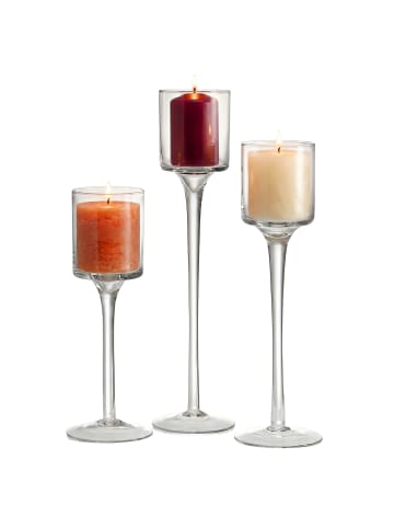 relaxdays 3-tlg. Kerzenhalter-Set in Transparent