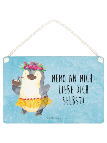 Mr. & Mrs. Panda Schild Pinguin Kokosnuss mit Spruch in Eisblau