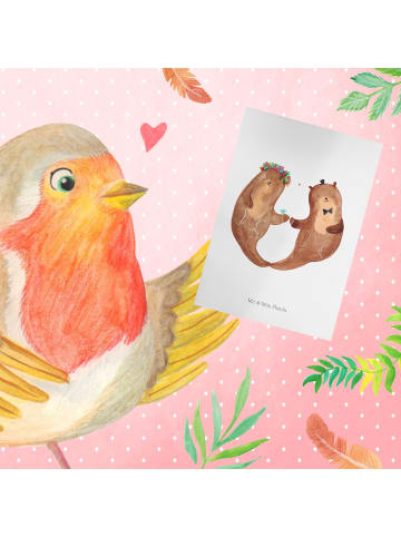 Mr. & Mrs. Panda babykarte Hochzeit Otter ohne Spruch in Weiß