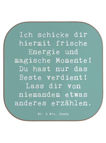 Mr. & Mrs. Panda Glas-Untersetzer Spruch Freude und Energie mit ... in Meeresbrise