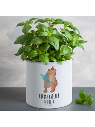Mr. & Mrs. Panda Pflanzkübel Keramik Bär Schultüte mit Spruch in Weiß