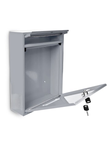relaxdays Briefkasten in Silber - (B)35 x (H)26,5 x (T)8,5 cm
