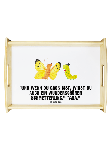 Mr. & Mrs. Panda Frühstückstablett Raupe Schmetterling mit Spruch in Weiß