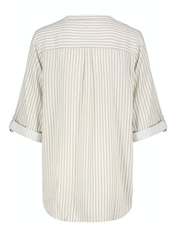 Eight2Nine Langarmbluse in stripes: white-sahara sand beige