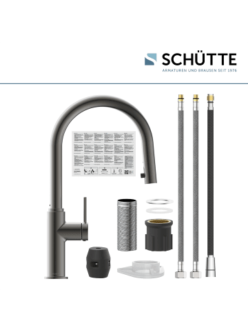 Franz Joseph Schütte BLACKPOOL Spültischarmatur, Graphit matt, mit herausziehbarem Auslauf
