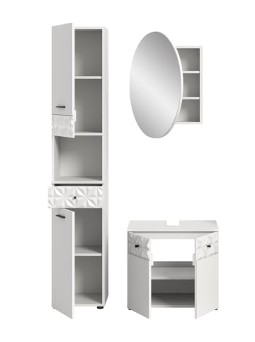 ebuy24 Badmöbelset Prisma (3-teilig) Weiß 195 x 37 cm