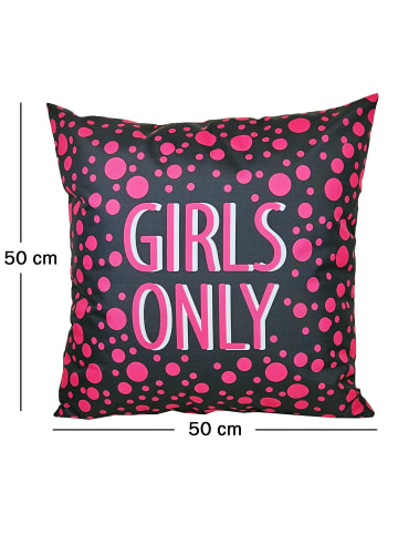 JACK 1x Outdoor Kissenhülle Motiv 50x50cm Girls Only in Anthrazit/Pink
