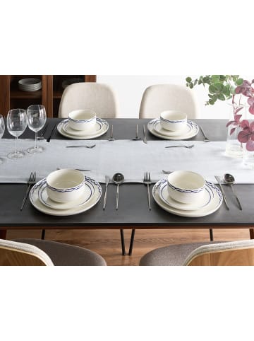 Beliani 12-tlg Tafelservice AMCHUR in Weiß/Blau