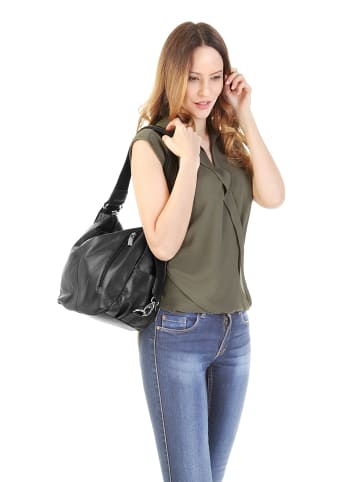 Cluty Rucksack-Shopper echt Leder in schwarz