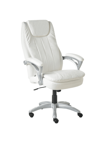 Beliani Chefsessel CHIEF in Weiß/Silber/Schwarz - (W) 71 x (H) 119 x (L) 71 cm