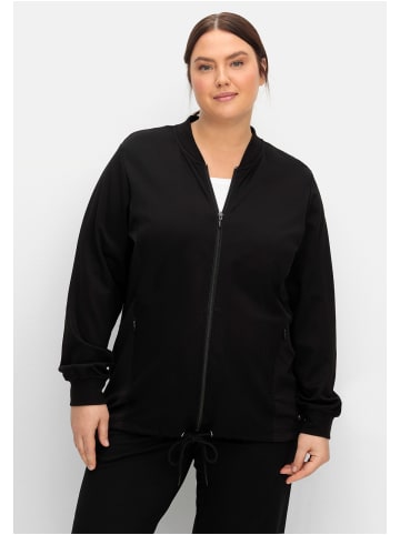 sheego Trainingsjacke in schwarz