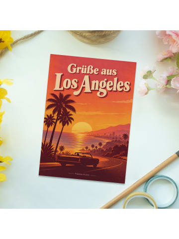 Postkarte Palme nostalgisch Design mit Spruch in Weiß