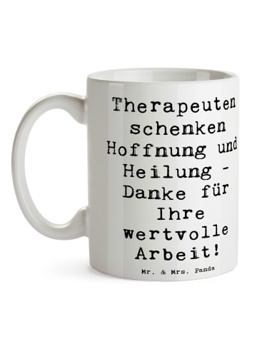 Mr. & Mrs. Panda Keramiktasse Spruch Therapeut Dankeschön mit Sp... in Weiß