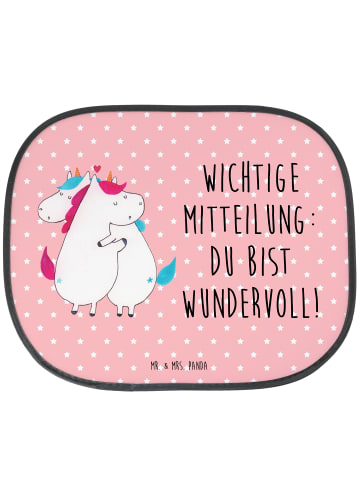 Mr. & Mrs. Panda Sonnenschutz Auto Einhorn Mitteilung mit Spruch in Rot Pastell