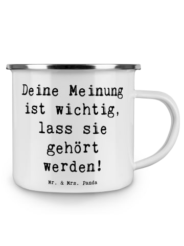 Mr. & Mrs. Panda Campingtasse Spruch Mutig zu seinen Meinungen s... in Weiß