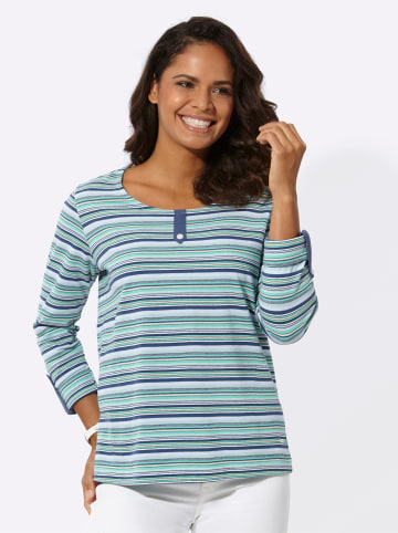 WITT WEIDEN Shirt in jeansblau-blaugrün-geringelt