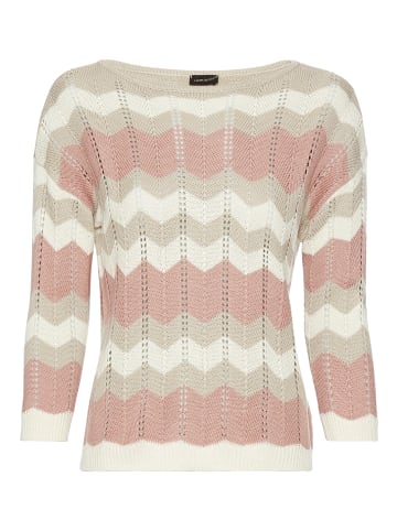 Laura Scott Strickpullover in beige-weiß-rosa-gestreift